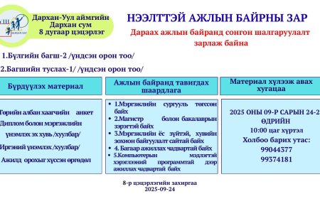 Нээлттэй ажлын байрны зар